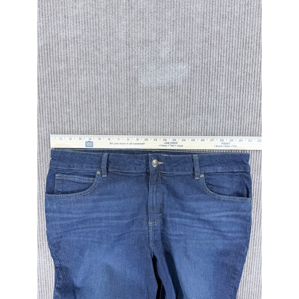 Lee Legendary Mid Rise Flare Jeans Plus Size 20WL Dark Blue Stretch Denim - Picture 6 of 8